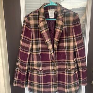Vintage White Stag Purple and Tan Plaid Blazer Jacket-12